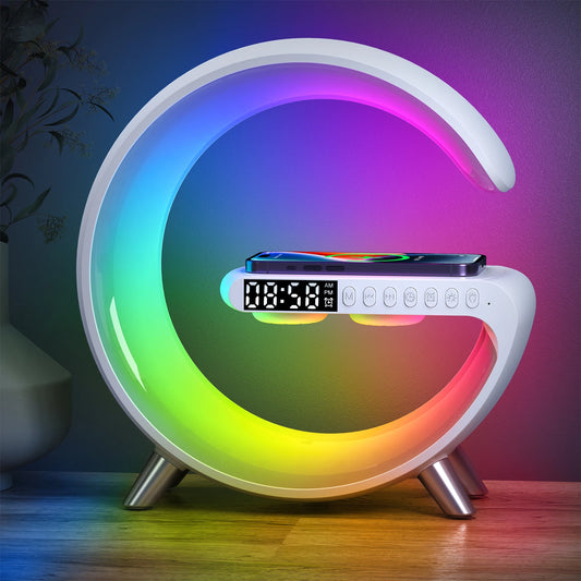 GlowPad™ Wireless Fast Charging Bluetooth Speaker and Alarm Clock